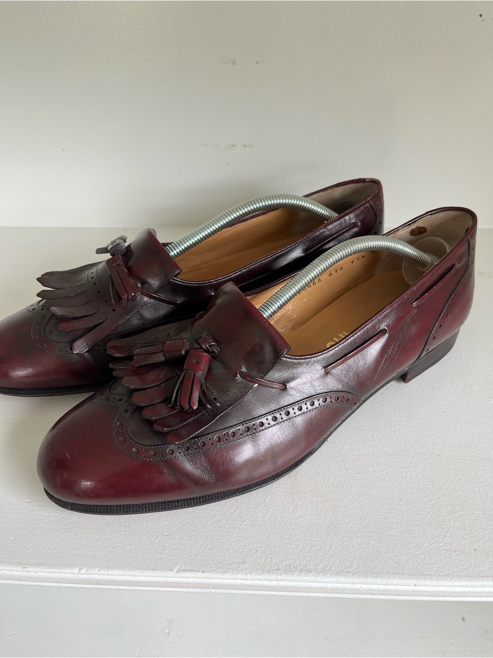 Salvatore Ferragamo Burgundy Tassel Kiltie Loafers